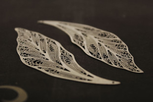 Филигранные элементы 7.3 см лист 2 шт под античное серебро