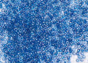 Бисер Япония круглый 11/0 10г 0189 хрусталь/Карибское море глянцевый, окрашенный изнутри